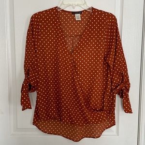 Faux Wrap 3/4 sleeve blouse